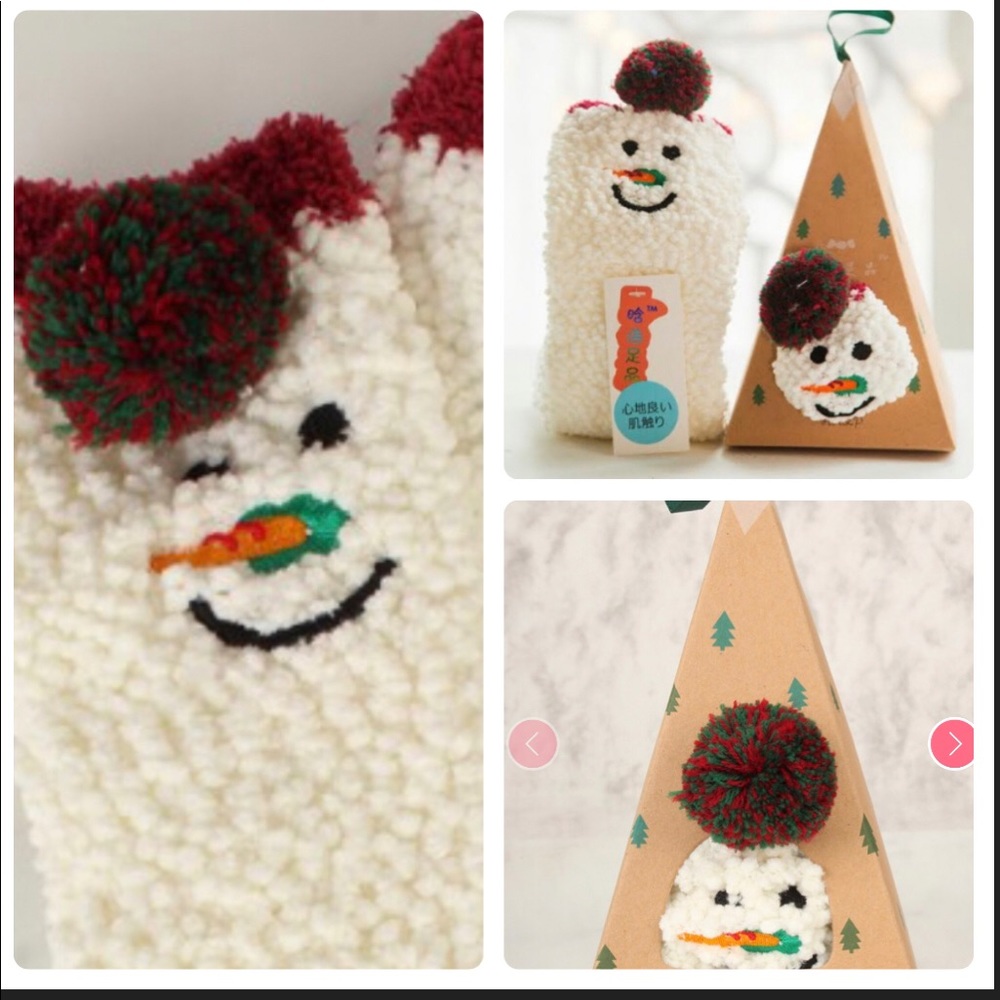 Fuzzy Snowman Socks in Ornament Box